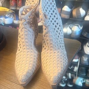 Elegant Beige Crochet style Jessica Simpson Ankle Boots